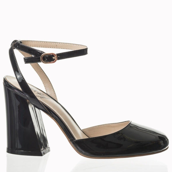 Black 60s Flare Block Heel Court Shoes - Pretty Kitty Fashion
