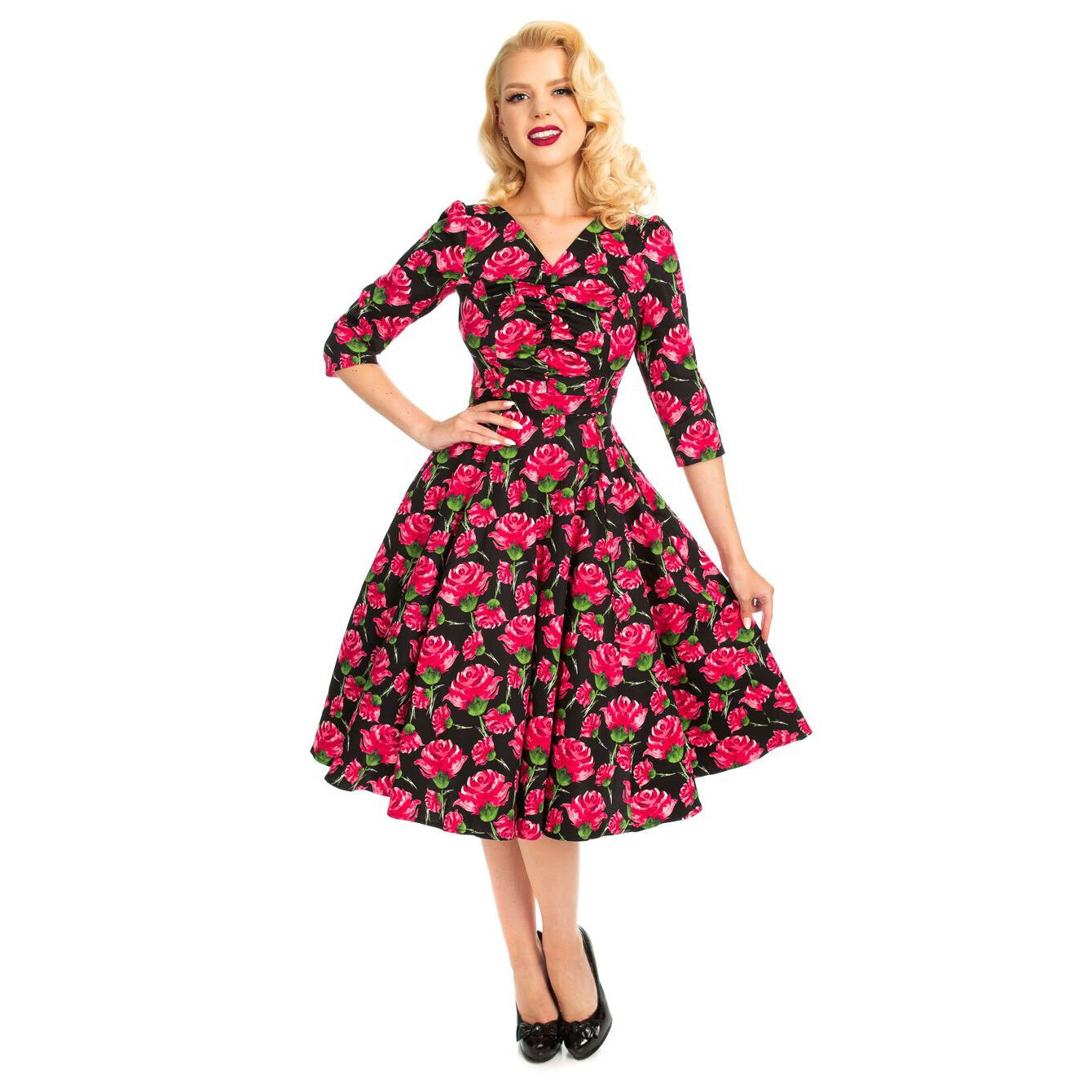 black 1950s swing dress