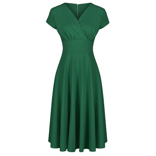 A-Line Pocket Detail Swing Dress in Forest Green - Roman Originals UK