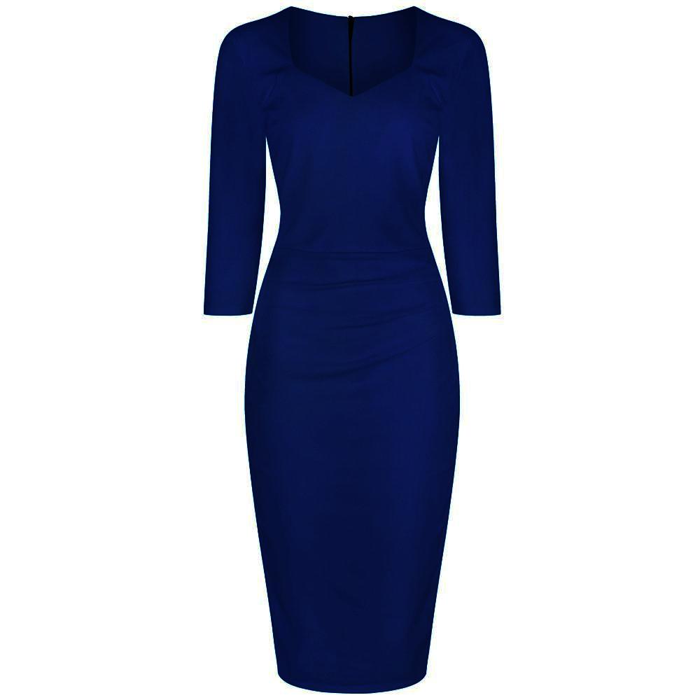 navy pencil dress with sleeves