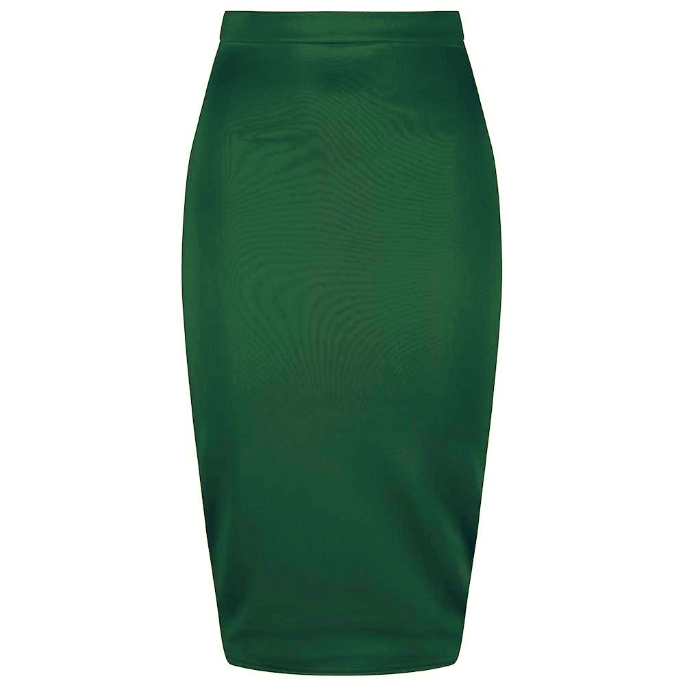 Classic Stretch Emerald Green Pencil Bodycon Midi Office Work Skirt ...