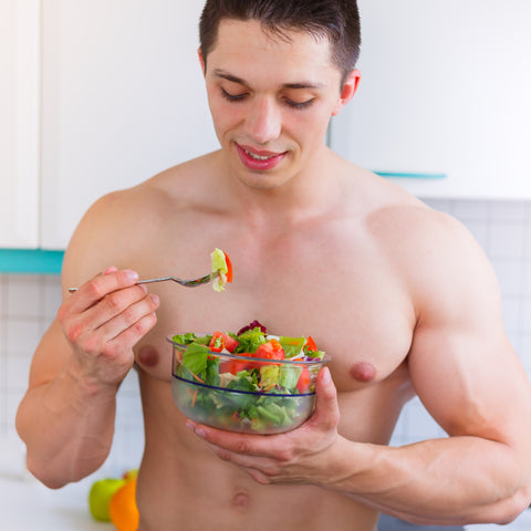 kickboxing boxing man eating before workout nice salad