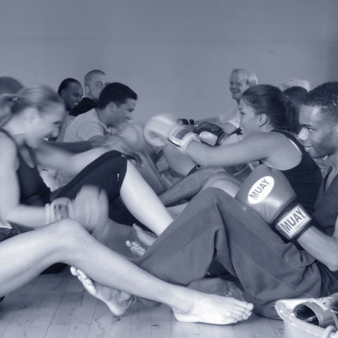community boxing training together workout