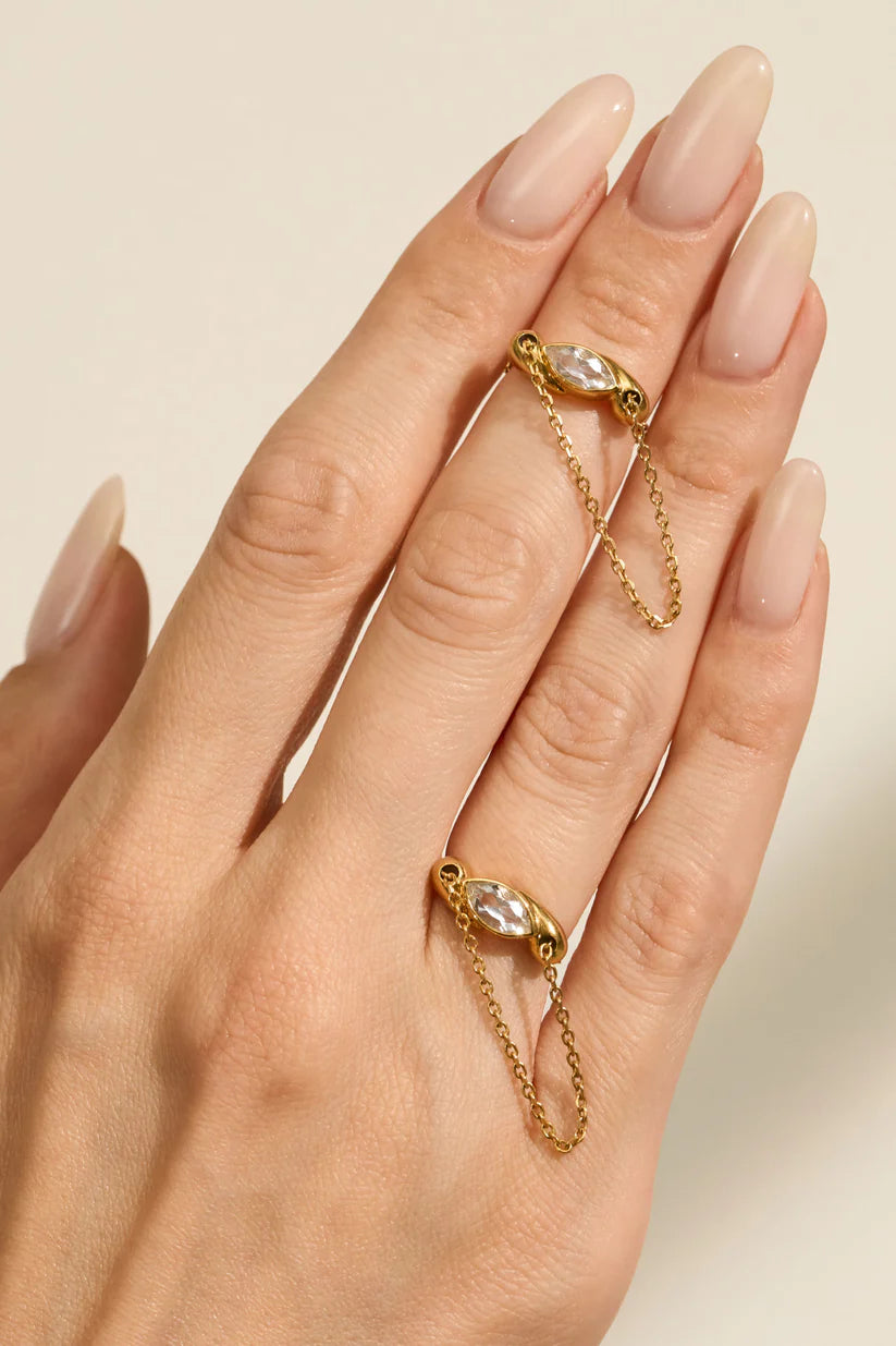 Chain ring with gemstone