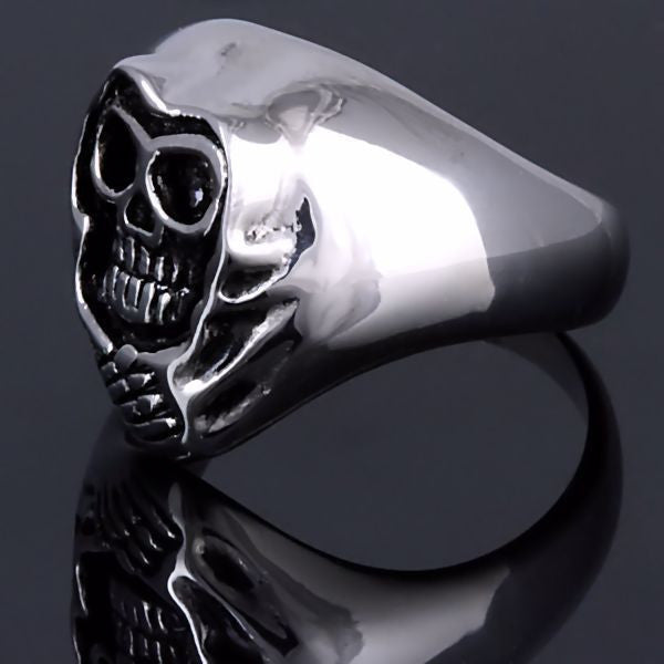 Damien 2: Smaller Mens 316L Stainless Steel Grim Reaper Skull Ring ...