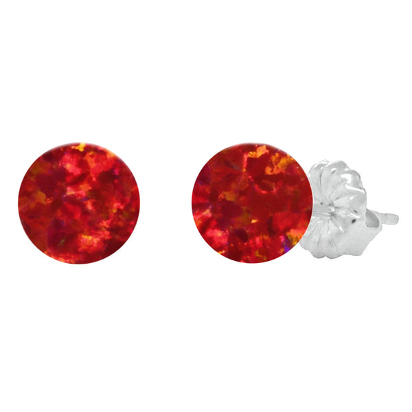 Ginger: Flame Red Created Australian Opal Ball Stud Earrings 925 Sterl ...