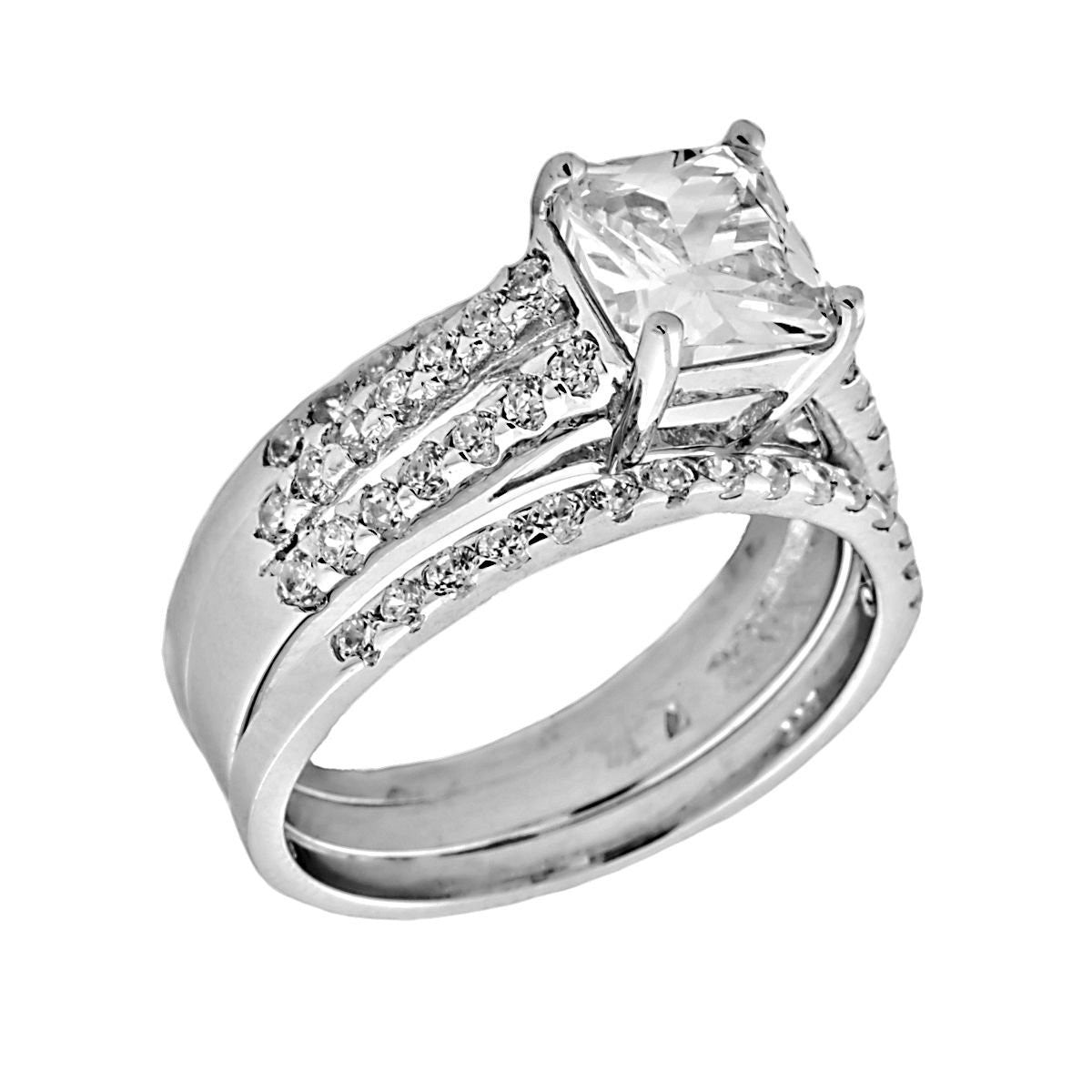 gelana 287ct 3 piece russian ice princess cut wedding ring set 925 1000jewelscom - 3 Piece Wedding Ring Set gelana 287ct 3 piece russian ice princess cut wedding ring set 925 1000jewelscom - 3 Piece Wedding Ring Set