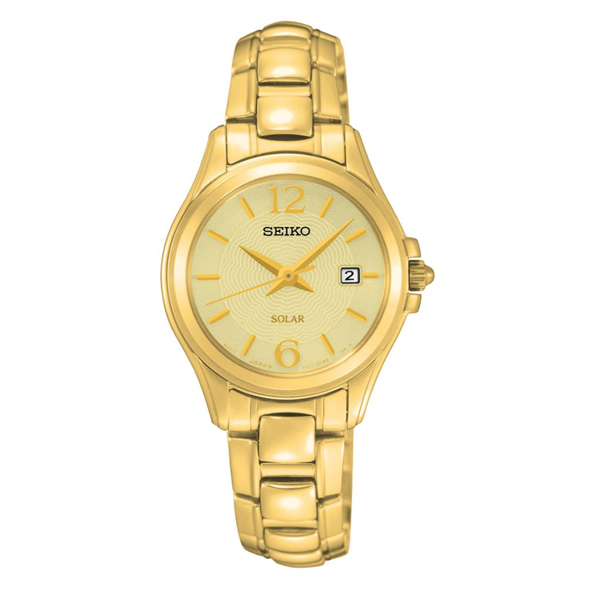 Seiko Core: Womens 27mm Curved Hardlex Crystal Dial Wrist Watch, Gold- -  