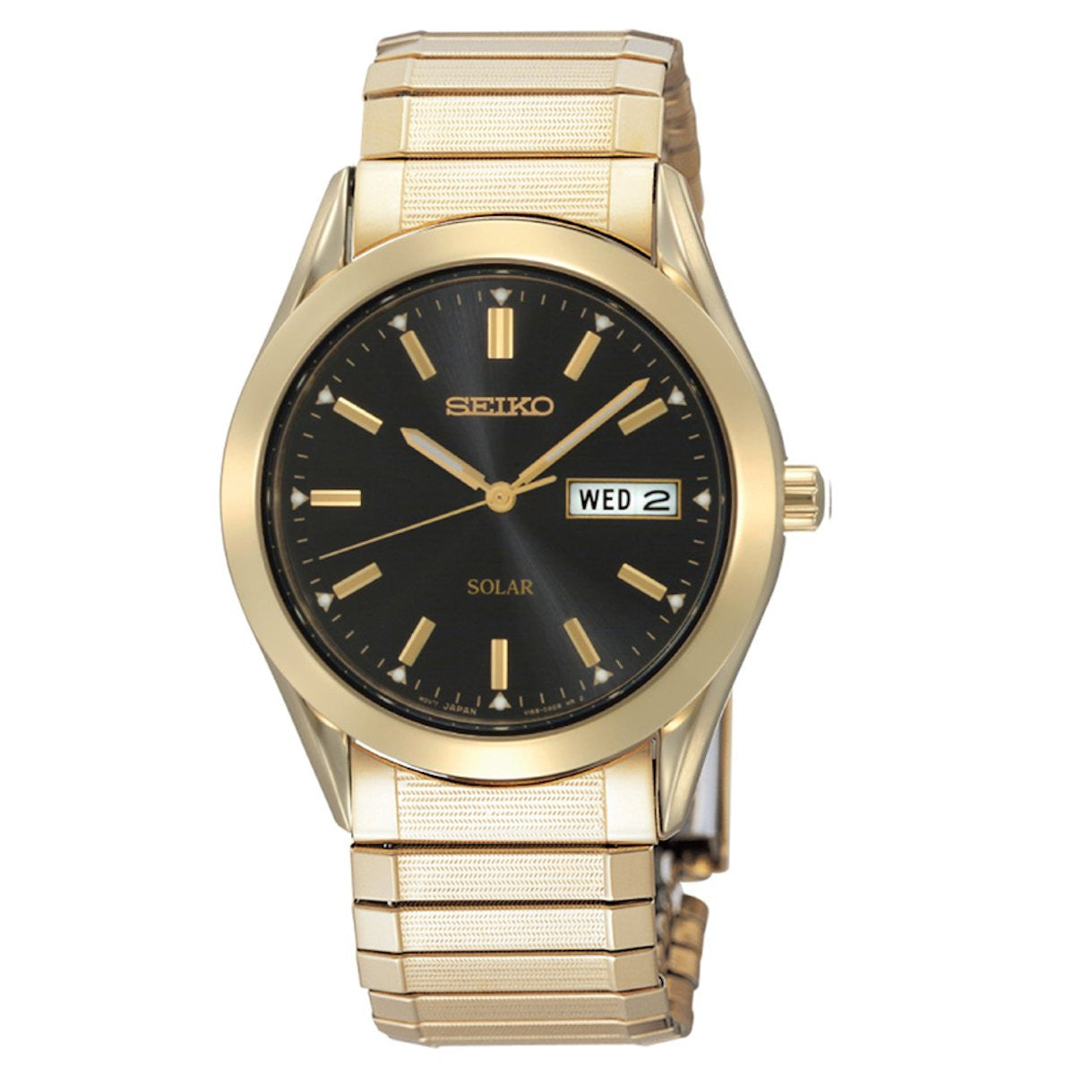 Seiko Core: Mens Solar Powered Wrist Watch, Gold-Tone Stainless Steel -  