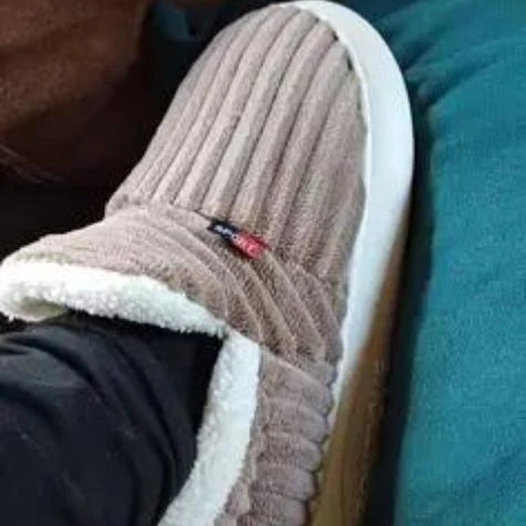 Customer showing slippers