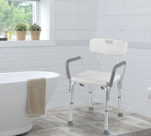 Vaunn shower chair with arms and back in the bathroom