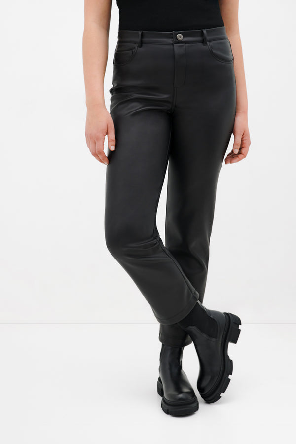 Straight Leg Faux Leather Pants, Stretchy Pants, Vegan Leather Pants, Matte  Black Leather Pants, Vinci Pants, Marcella MP1786 -  Canada