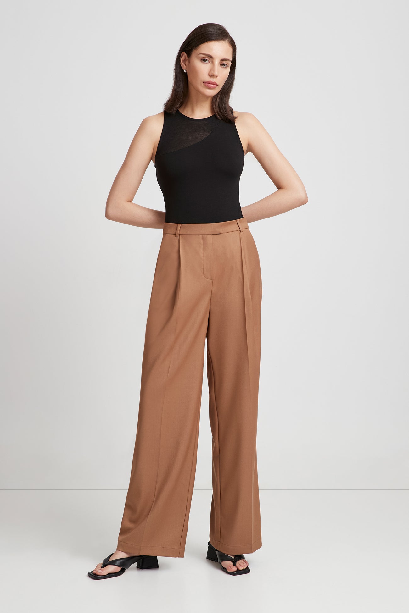 Petite Camel Straight Leg Trousers - Petite Warren Pants | Marcella