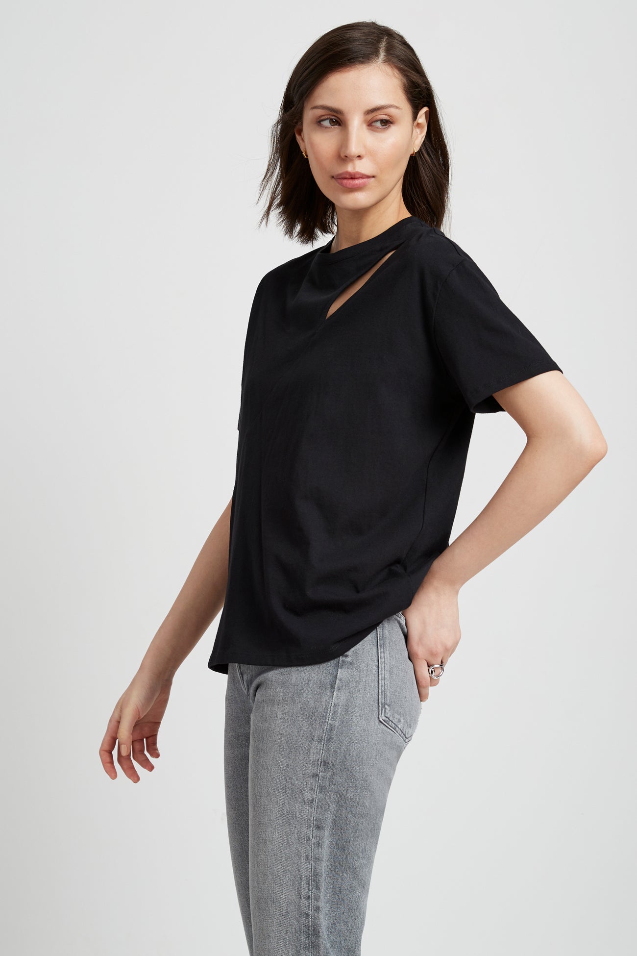 Black Geometric Cutout Tee - Leonie Top | Marcella