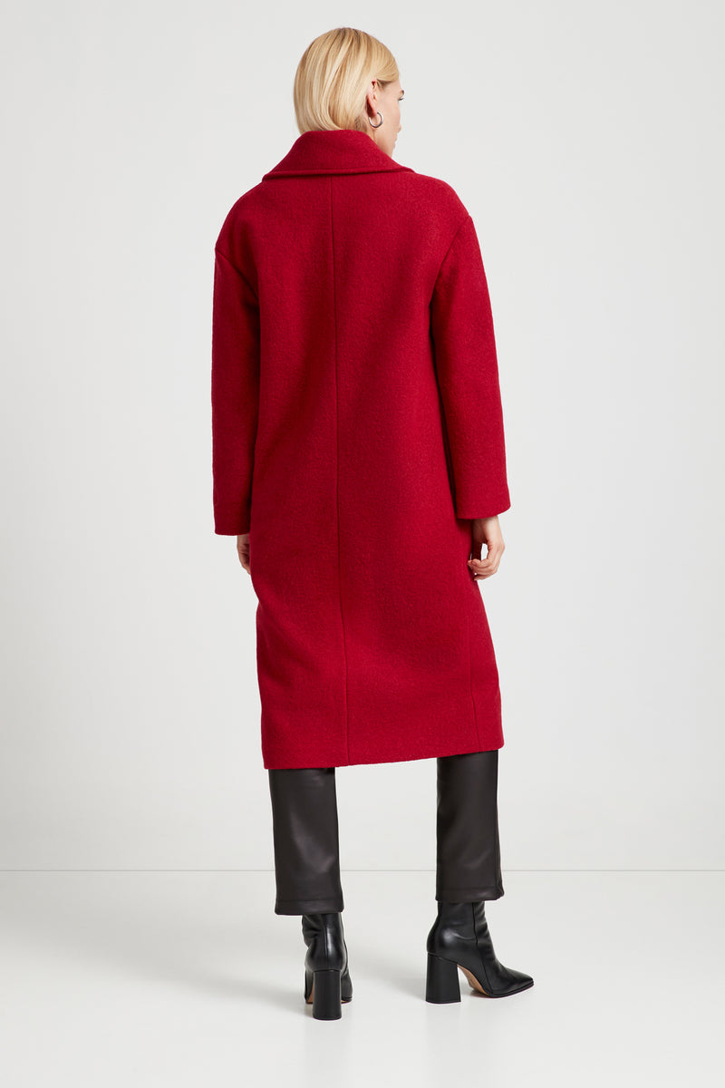 Oversized Women’s Red Wool Winter Coat | Marcella