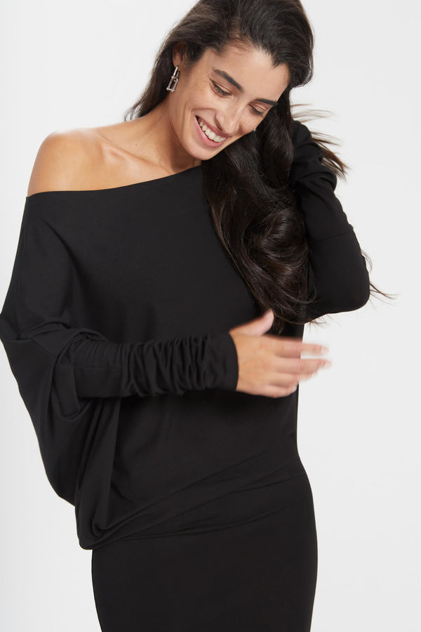 Dolman Sleeve Top, Batwing Sleeve Blouse, Long Sleeve Top, off the Shoulder  Loose Tunic, Katie Tunic, Marcella MB0288 -  Canada
