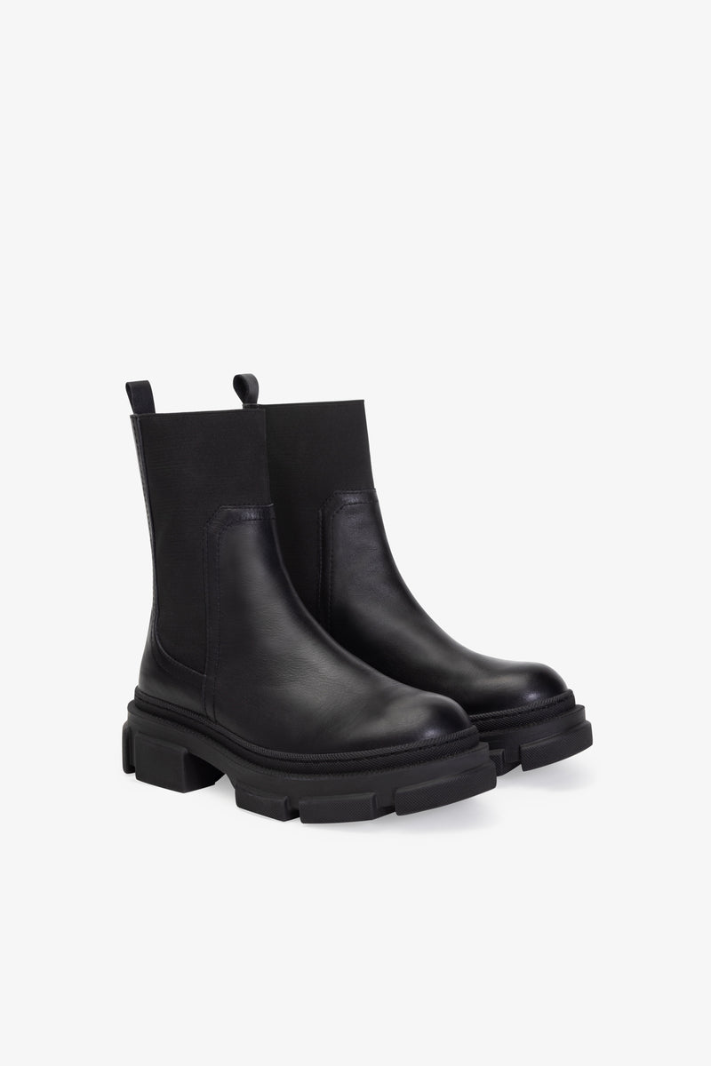 Black Leather Ankle Boots - Meer Lug Sole Boots | Marcella