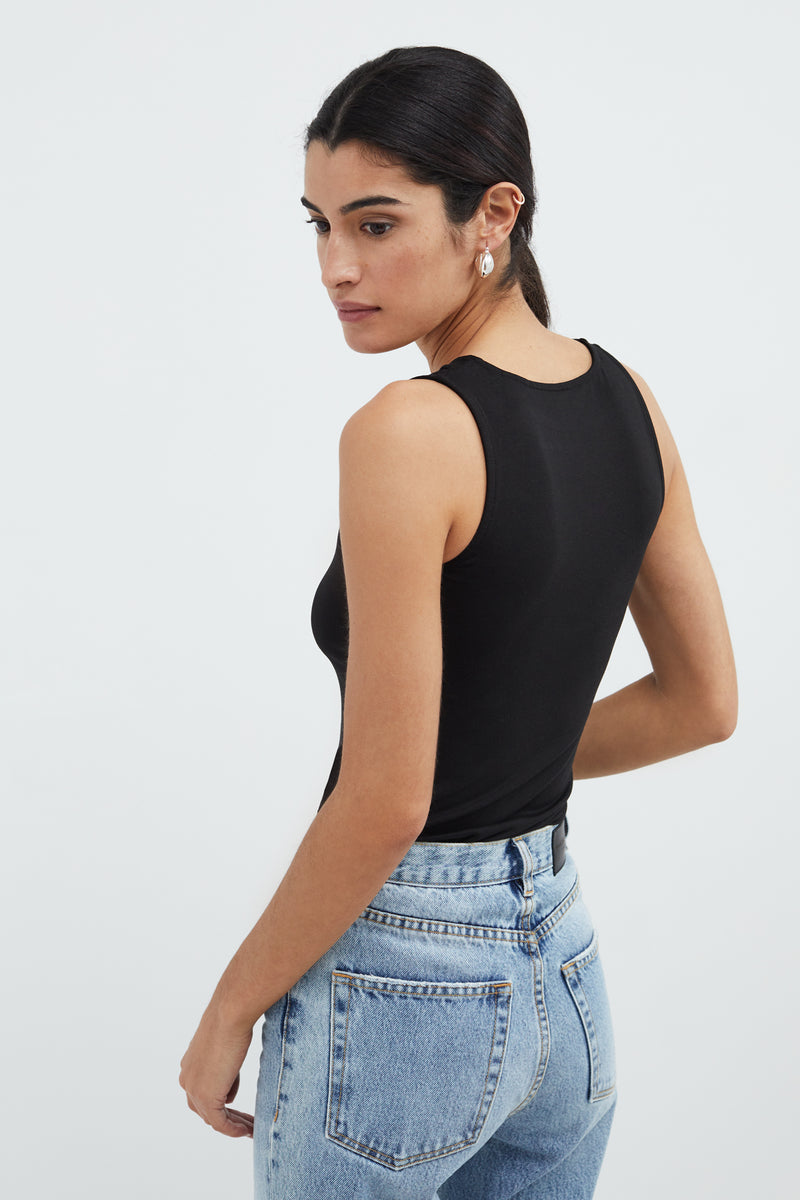 Black Sleeveless Round Neck Tank - Jules Top | Marcella