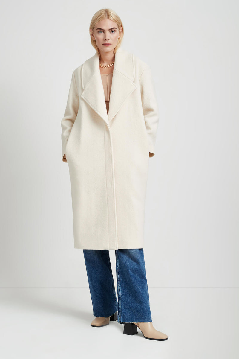 Oversized Women’s Cream Wool Winter Coat | Marcella