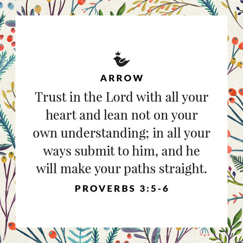 Trust in the Lord with all your heart and lean not on your own understanding; in all your ways submit to him, and he will make your paths straight. Proverbs 3:5-6