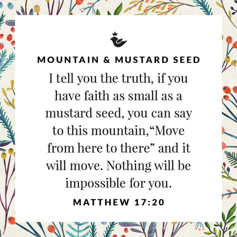 I tell you the truth, if you have faith as small as a mustard seed, you can say to this mountain, “Move from here to there” and it will move. Nothing will be impossible for you. Matthew 17:20