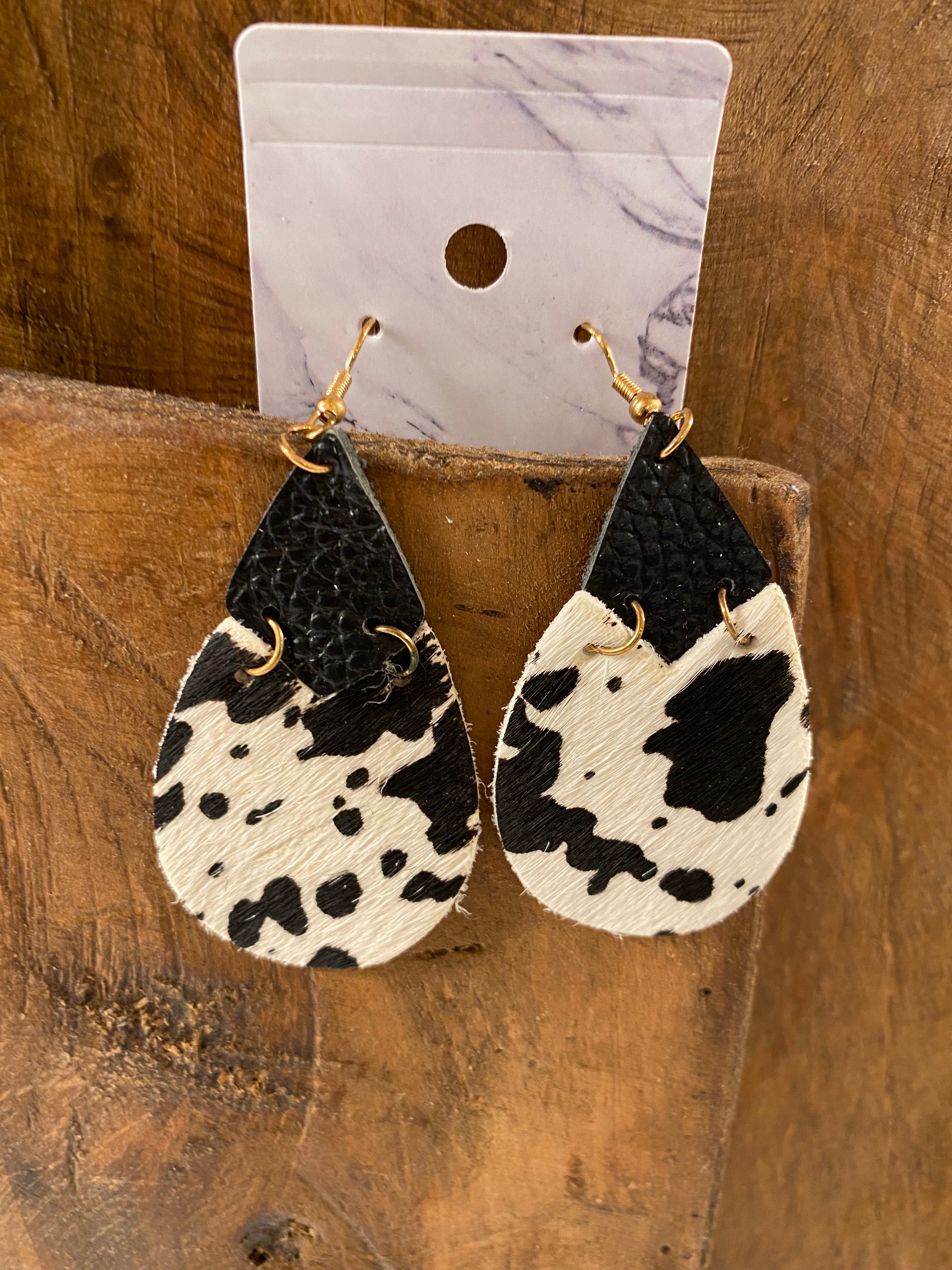 Ranchy Cow Print Earrings