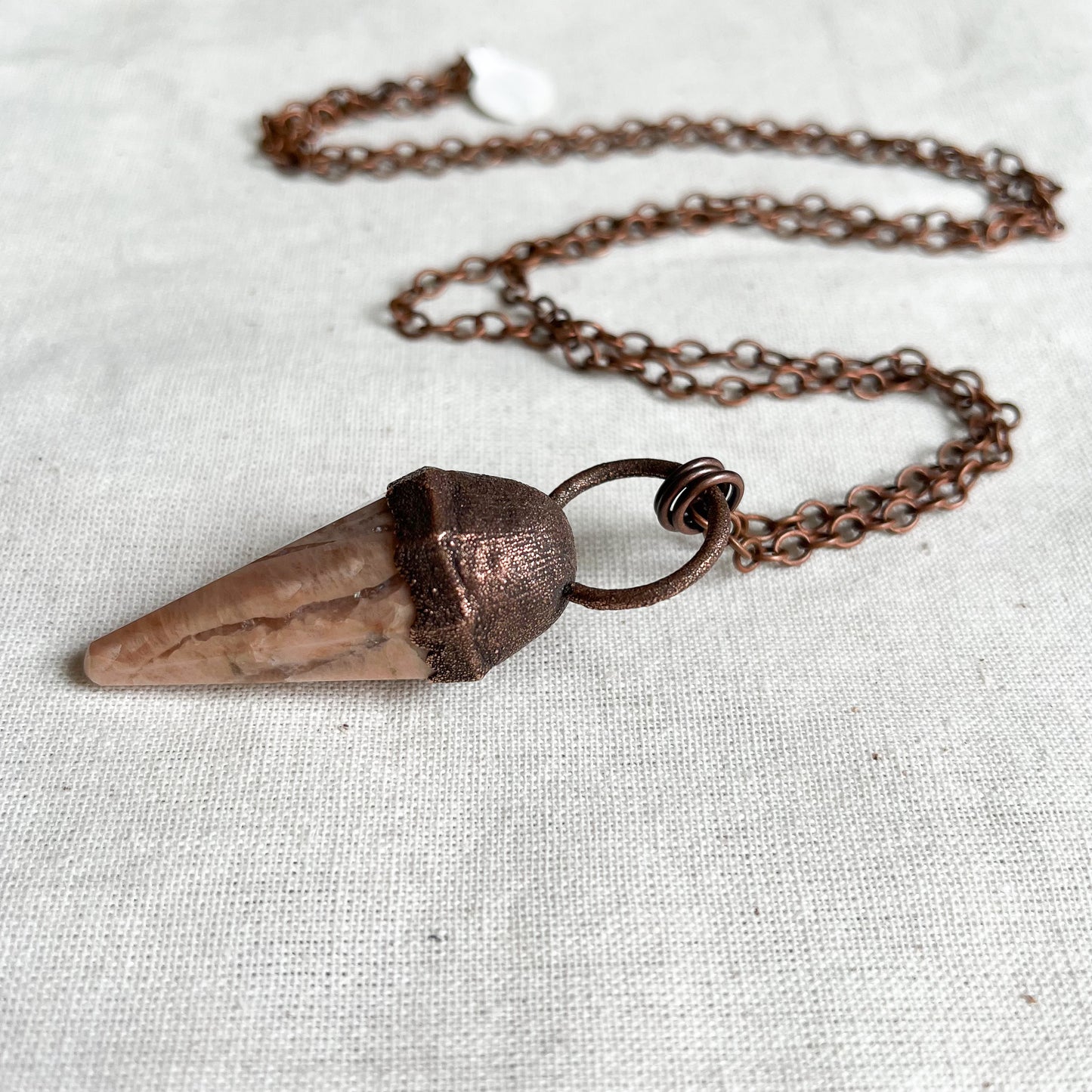 Moonstone Pendulum Electroform Copper Necklace by The Cyprus Cabinet