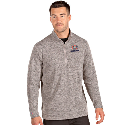 Antigua Chicago Bears Course Black Heather Quarter-Zip Long Sleeve