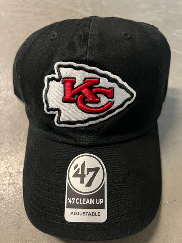 Kansas City Chiefs 47 Brand Black Clean Up Adjustable Hat