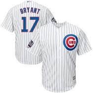 MLB Chicago Cubs Kris Bryant 17 Majestic White Stripe Jersey Youth L 14 16