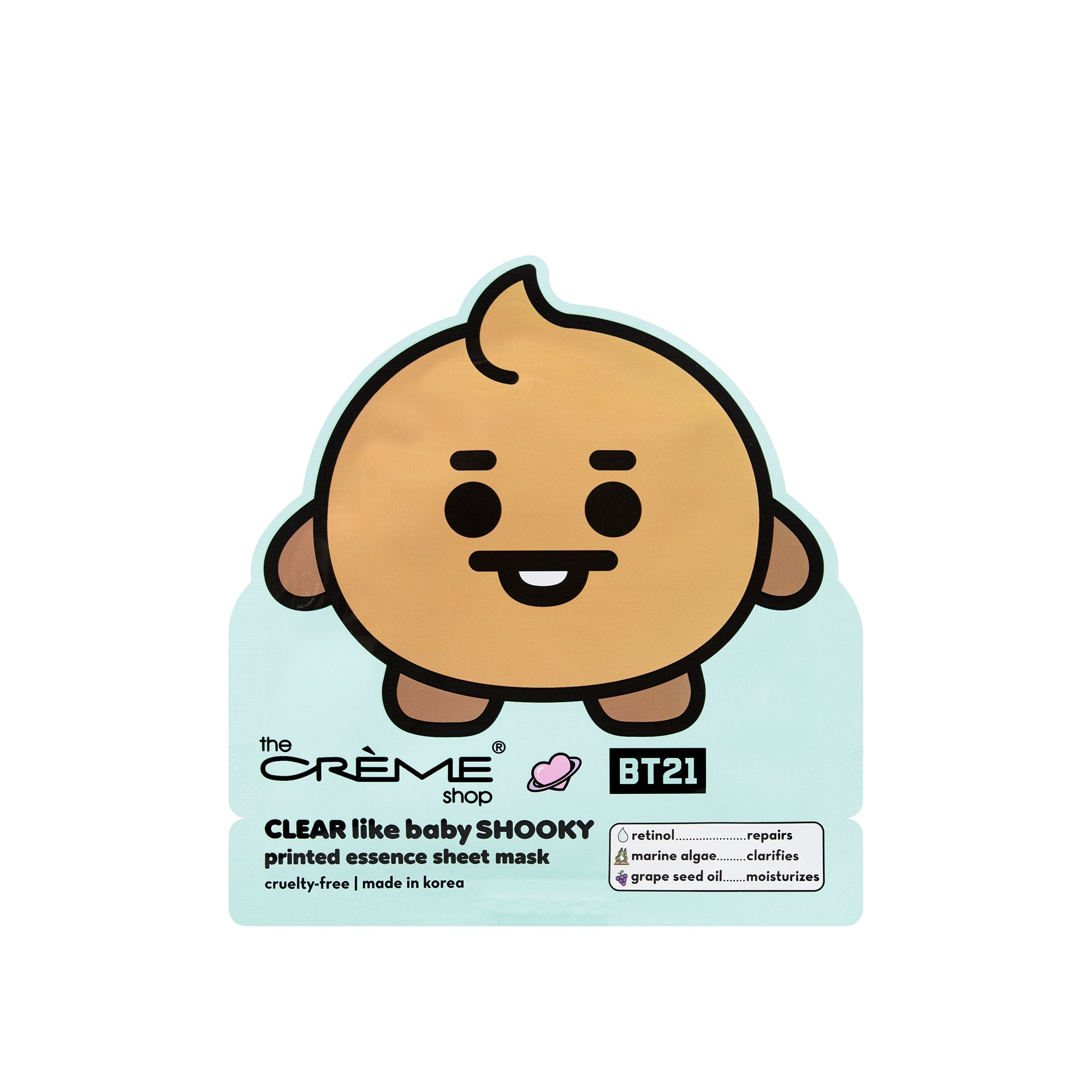 CLEAR Like Baby SHOOKY Printed Essence Sheet Mask (Retinol, Marine Algae, Grape Seed Oil)