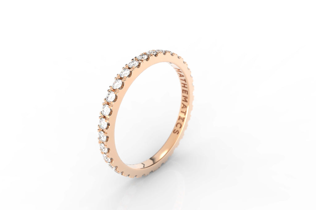 A diamond stacking band in rose gold