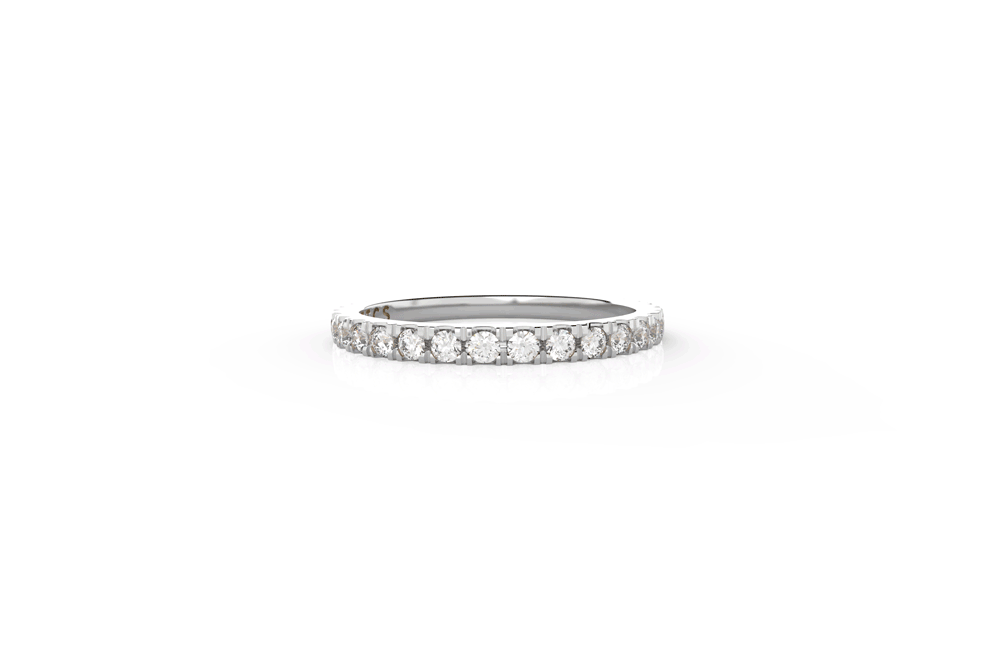 A stack of pave diamond eternity bands