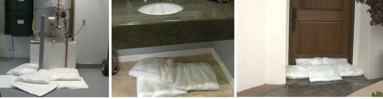 Stop water damage to home absorbent pad flood bag flood sacks