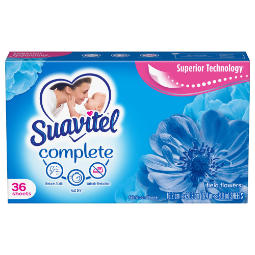 Suavitel Complete Laundry Dryer Sheets, Field Flowers Scent, 36 Count