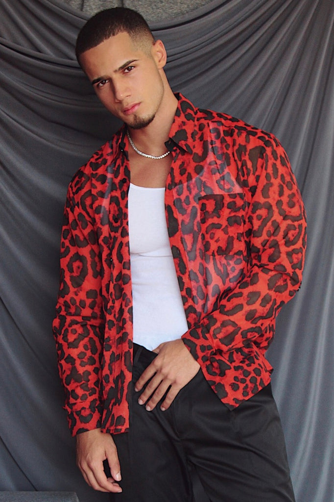 red zebra print shirt