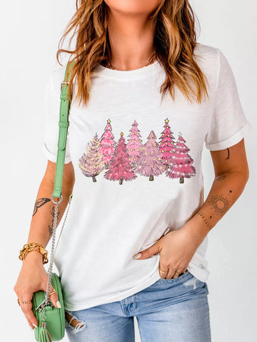 Lighting dropshipping product: Full Size Lighting Christmas Trees Graphic Tee Plus Size