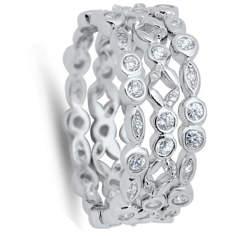 Rings - 3 Bezel Eternity Bands to Wear Individually or Stacked – CZ ...