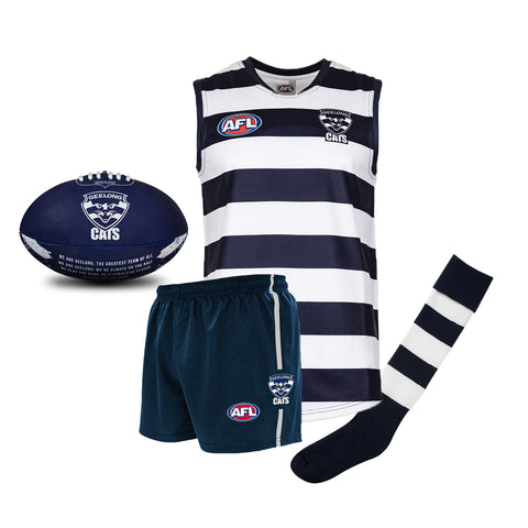 Geelong Cats Kids Youths Afl Auskick Playing Pack Jumper Guernsey Shor