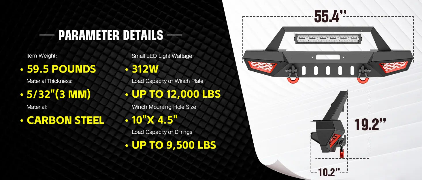 Aftermarket Front Bumper for 2007-2018 Jeep Wrangler JK JKU
