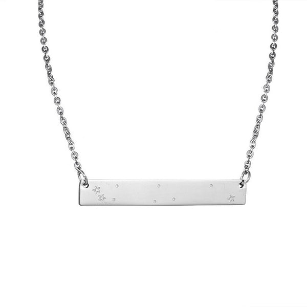 Gemini Constellation Women's Necklace Zodiac Bar Pendant Silver Chain ...