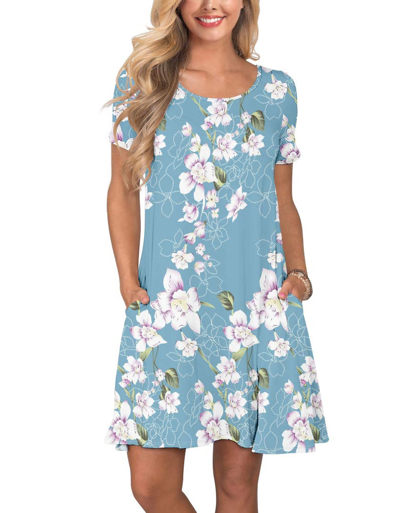 Summer Magnolia Pale Blue Swing Dress
