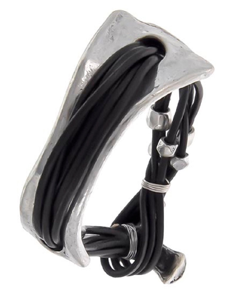 Black Leather Corded Bracelet