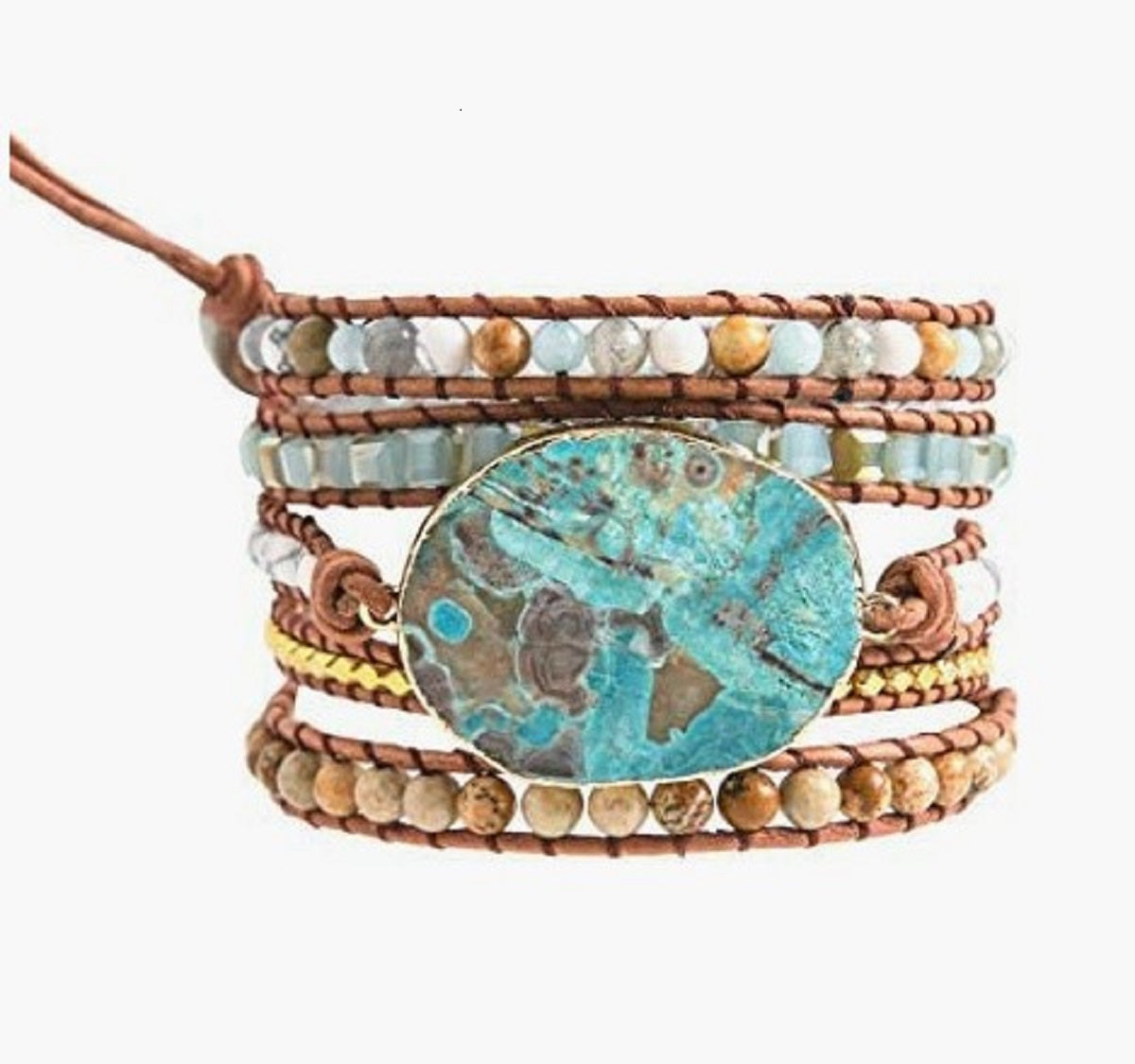 Natural Ocean Jasper Druzy Wrap Bracelet