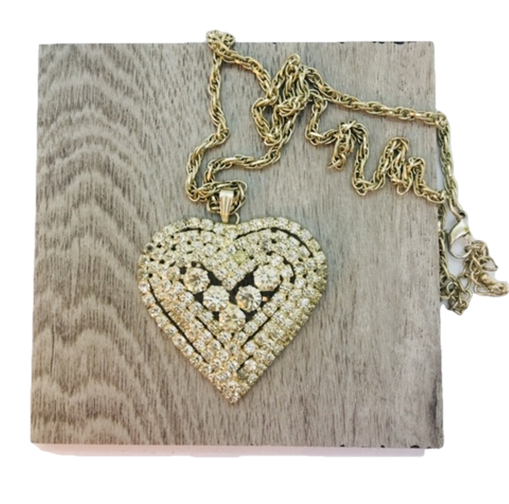 Love You Forever Rhinestone Heart Necklace