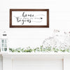 Home Is Where Our Story Begins Sign | Quote on Canvas | Framed Farmhouse Wall Art | Inspirational Farmhouse Sign | Farmhouse Quote Sign
