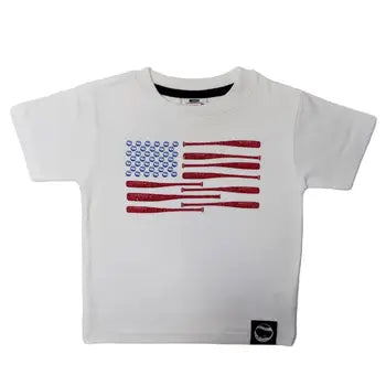 baseball flag white tee