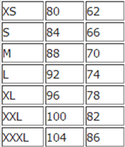 size chart for lolita dress in cm