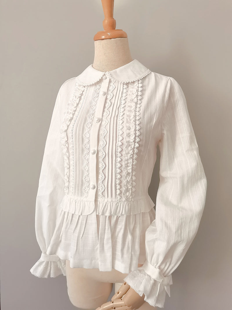 Peter Pan Collar Ruffle Long Sleeve Blouse – Lolita Collective