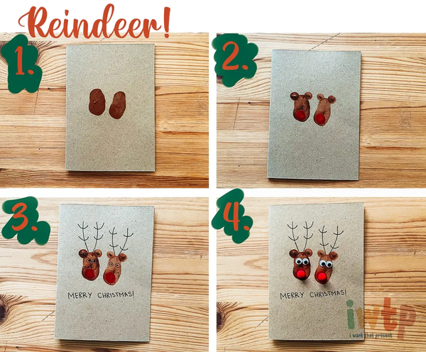 Snowmen, Reindeer & Christmas Wreath Christmas Card